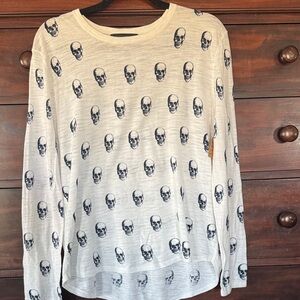 Skull Cashmere Print Long Sleeve Top